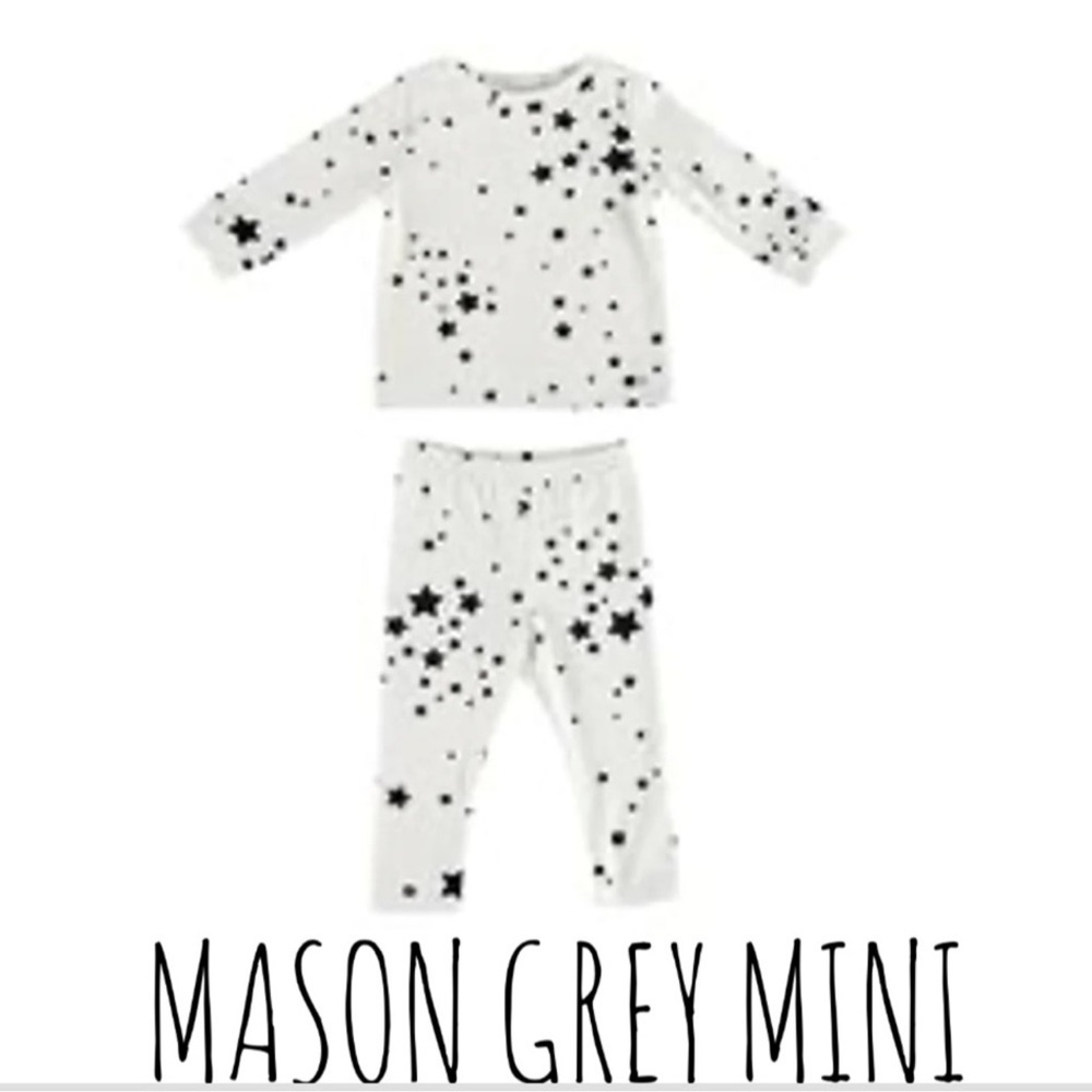 New Mason Grey Mini designer White Stars Pj set sz baby infant 3-6’months